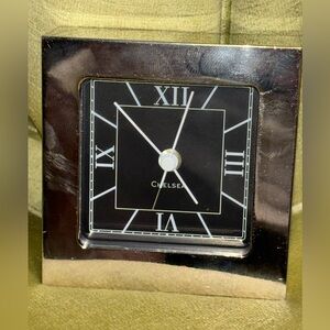 Chelsea Polished Nickle Art Deco Desk Alarm Clock German Quartz Movment 3"​